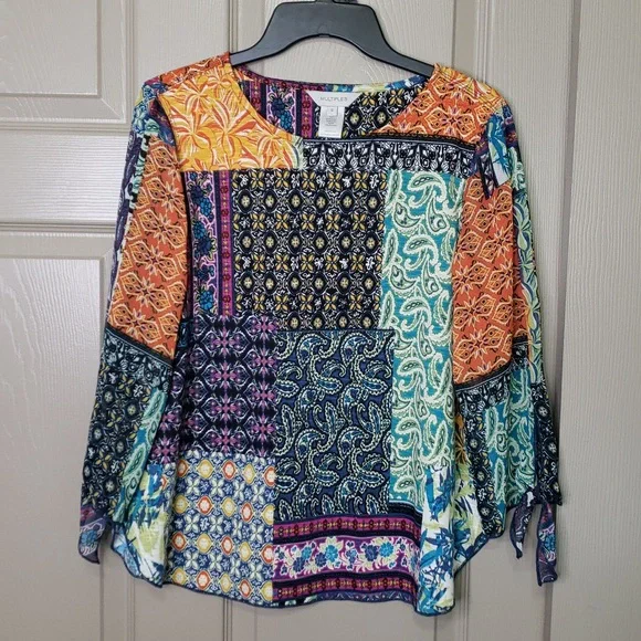 NWT Multiples Colorful Patchwork Women's Top Size Small - Picture 6 of 8